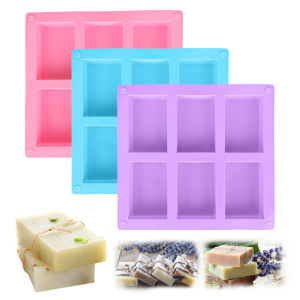 6 Cavity Silicone Soap Mold DIY Handmade Soap Rectangle Chocolate Ice Cube Mold Non Stick Reusable