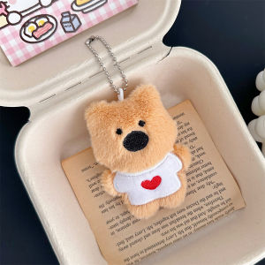 3pcs hoạt hình vải nhung Puppy Keychain dễ thương nhồi búp bê Chó Ba lô mặt treo dây chuyền quyến rũ Móc treo chìa khóa xe cho bạn bè Túi Quà Tặng phụ kiện trang trí