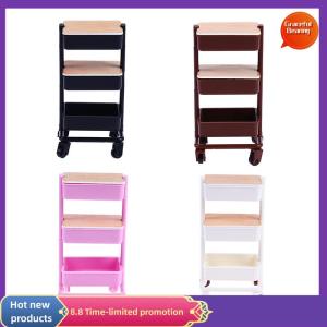 Graceful 1:12 Dollhouse Trolley Dining Cart w Wheel Storage Shelf Furniture Decor Toy