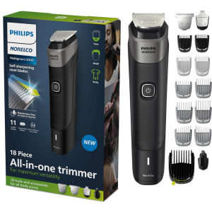 Norelco Multigroom Series 5000 18 Piece Beard Face Hair Body and Intimate Hair Trimmer for Men - MG5910/49