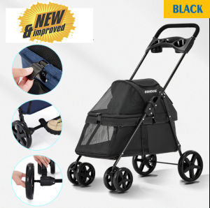 4 wheels Lightweight Foldable Pet Stroller for Dog/Cat 2 in 1 Detachable Canopy washable Pet Travel Carriage Dog Cat Carrier Car Waterproof 4 Wheels Pushchair  Pet Prams