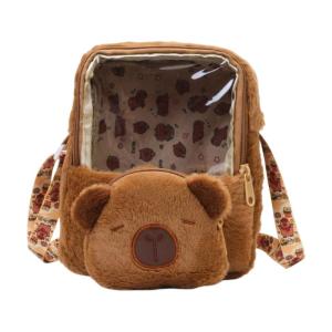 Capybara Shaped Plush Backpack Soft And Comfortable Shoulder Bag With Functional Compartments For Everyday Use