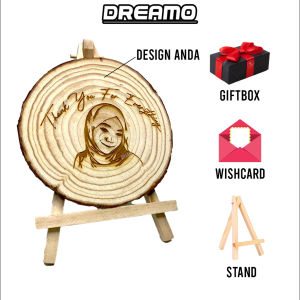 Wood Log Plaque Custom Design Laser Engrave Print Gift Birthday Hadiah