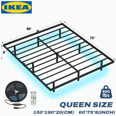 IKEA Iron Bed Frame King＆Queen size high load-bearing Metal Double Single size bed Stainless Steel