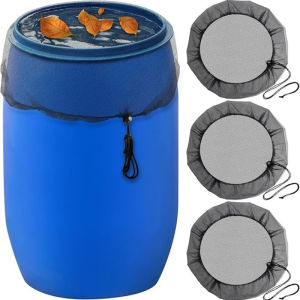 100/60/30cm Rain Barrel Mesh Cover Water Collection Buckets Tank Protector Screen Rain Barrel Net with Drawstring Mosquito Net Debris Filter for Outdoor Water Collection Bucket