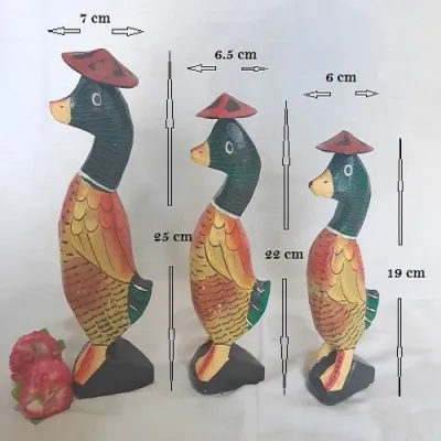 Pajangan Bebek Kayu Bebek Topi Dan Bebek Renang 1 Set (3pcs) Realpict Cantik
