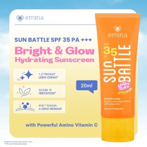 EMINA Sun Battle Bright Glow SPF 35 PA+++ - Sunscreen Serum Amino Vitamin C - Cerah Ringan Hydrating