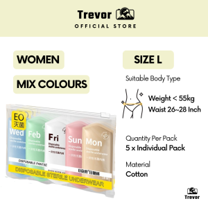 TREVOR Disposable Underwear [5pc] – Women Sterile Travel Pregnant Panties Cotton Seluar Dalam Pakai Buang 一次性內褲 Confinement Ibu Bersalin Mengandung