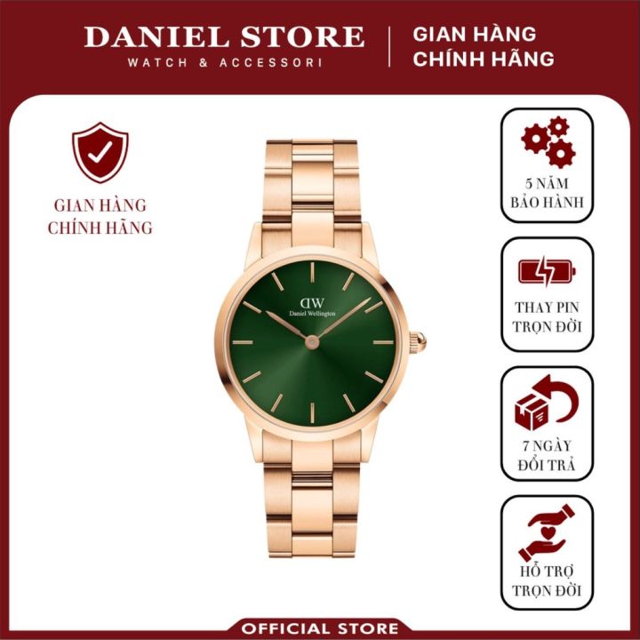 Đồng hồ Nam Nữ Daniel Wellington Iconic Link Rosegold Green