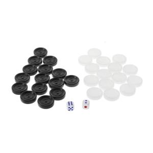 32 miếng backgammon cái/gói 33mm nhựa đen trắng quân cờ Tào cáo miếng Bộ cờ đam chesses phong cách staunton