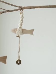 Wall Wooden Door Pendant Ultra-thin Tree Fish Ornament Lightweight Saves Space Wall-mounting Fish Hangable Pollack Charm Crafts