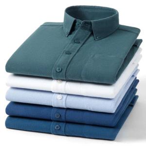 Hight qulity 100%cotton oxford brushed long sleeve shirts for men slim fit formal shirt solid white clothes soft office tops2026