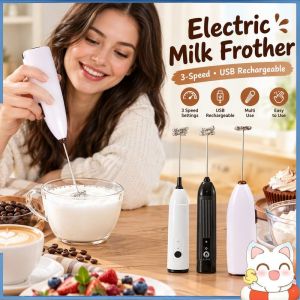 Electric Milk Frother 3-Speed Type-C Rechargeable Coffee Egg Beating Cream Whipping Baking Tool