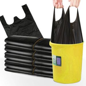 50/75PCS Disposable Garbage Bag Vest-style/Drawstring Style Portable Hanging Type Thickened Trash Bag Household Supplies
