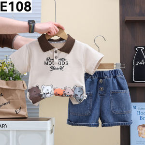 Terno for Kids Boy Semi-Casual brown polo w/ cute design soft fabric 1-5yrs old E108