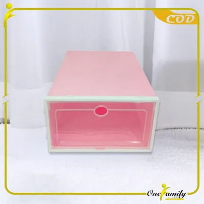 ONE-C158 Kotak Sepatu Lipat Transparan Tebal Shoes Storage Box Organizer Rak Sepatu Plastik Susun