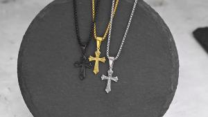 Hip Hop Cross Necklace for Men Women50/55/60cm Stainless Steel Chic Cross PendantChristian Classic Jewelry Gifts