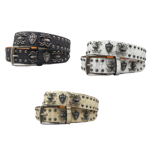 สไปเดอร์พังค์ประดับหนังเทียมทนทานเข็มขัดสำหรับยีนปรับได้ของผู้หญิงสายรัดเอว