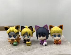 4PCS mini figure Naruto Boruto Uzumaki Sasuke Uchiha Figure Toy Petit Chara Land Naruto Model