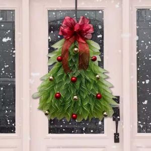 【Truth】พวงหรีดต้นคริสต์มาส ตกแต่งด้วยลูกบอลจำลอง สำหรับประตูหน้าบ้าน ของตกแต่งวันคริสต์มาส
