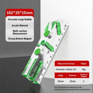 WENYOU 1PC Trong suốt Thước đo độ cao mini Acrylic Từ tính Thước thủy Chuyên nghiệp Ngang Dọc Dụng cụ đo góc Đa năng