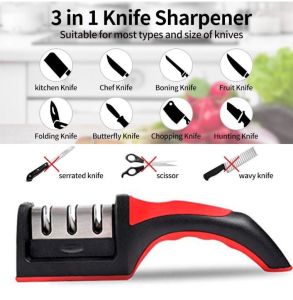 3 Stage Pro 304 Stainless Steel Knife Sharpener Ceramic Stone Cutting Polish Alat Pengasah Pisau