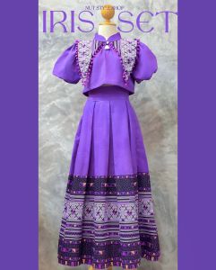 ชุดเซ็ทลายไทยล้านนาสีม่วง