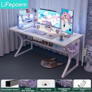 160CM Computer Table Black Gaming Table with cable management and cpu stand Meja gaming Meja Pc gaming Meja Komputer Home Office table