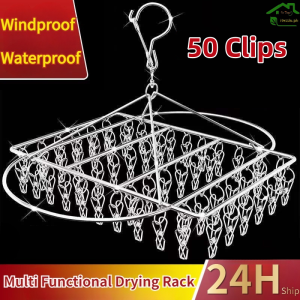 50 Clips Drying Racks Hanger Stainless Steel Clothes Hanger Clips Ipitan Hanger Sipitan Hanger with Clips Heavy Duty Towel Hanger Socks Underwear Hanger with Clip