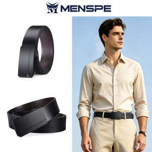 MENSPE Men’s Belt Business Leisure Belt Stylish 120CM Belt Automatic Buckle Belt Second-layer Cowhide Waistband Youth Sports Pant Belt Stylish Simple Nice Waistband Durable Belt