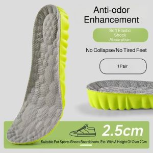 【Mugwort Height-enhancing Insoles】Soft Elastic Shock Absorption Height Increasing Patch/Invisible No Tiring Feet Booster Herbal Deodorizing Insoles艾草除臭内增高鞋垫