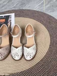 GKTINOO Genuine Leather Women Sandals Soft Comfort Summer Shoes Thick Heels Non-slip Women Shoes 2026 Hollow Sandals Large Size