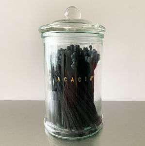 ACACIA Elegant Black Glass Matchstick Jar with Lid | High-Quality Matches | Decorative Home Accessory