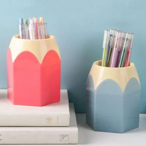 Ceative Students Pencil Holder Pencil Shape Pen Holder Satationary Storage Box Desktop Organizer