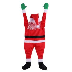 SHIHENG Self-adhesive Climbing Santa Claus Decoration Large Size Lightweight Window Hanging Santa Claus Creative Velvet Christmas Background Decoration Stair Railing