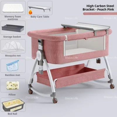 SG✅Baby Crib Multifunctional Foldable Removable Portable Newborn Cradle Bed European Baby Crib Splicing Big Bed 4054