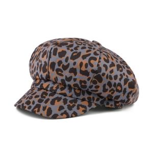 MODERNLUX Octagonal Shape Newsboy Cap Animal Print Sun Protection Peaked Cap Fashion Vintage Style Painter Hat For Women