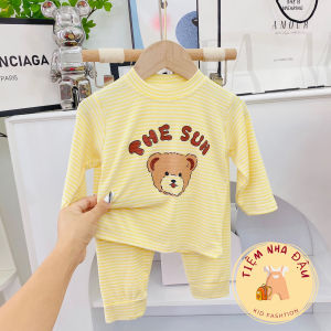 Bộ quần áo dài tăm 5 màu mềm mịn cho bé trai bé gái