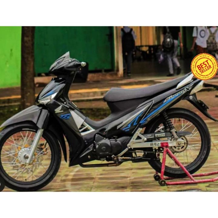 STRIPING STICKER SUPRA X 125 FI 2018 RACING HITAM BIRU BODY