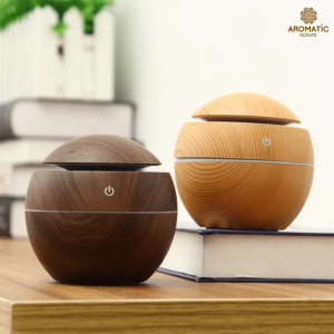 Mini 130ml Wood Grain Humidifier – Soft LED & Compact Design