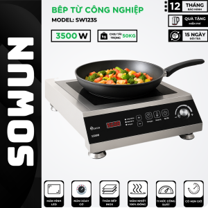 Bếp từ công nghiệp SOWUN SW1235 công suất lớn 3500W mặt kính chịu lực lên tới 50kg