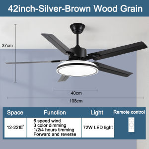 GOGEOUS 52inch ceiling fan with light modern ceiling fan 5 blades big ceiling fan heavy duty ceiling fan with led light 3 colors dimming 6 speed wind ceilings fan with remote wooden design light with fan ceiling for dining room bedroom living room