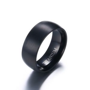 Kemstone 8mm Classic Black Simple Titanium Steel Male Rings