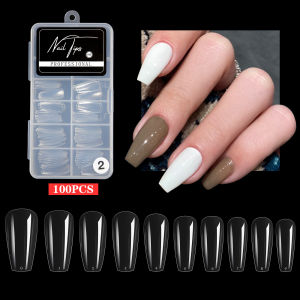 100pcs Ultra Thin Traceless Fake Nails Flexible False Nail Tips Full Half Cover Acrylic Set Transparent Clear Matte