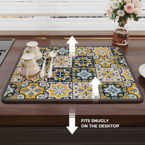 [SG] Absorbent Non-Slip Placemat Retro Table Mat Anti-Scald Mats Set Kitchen Coffee Machine Placemat
