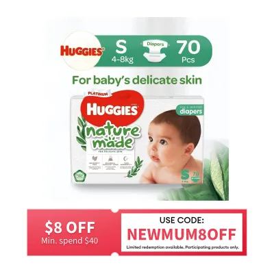 Huggies Platinum Naturemade S 70s Tape Diapers (Packaging may vary)