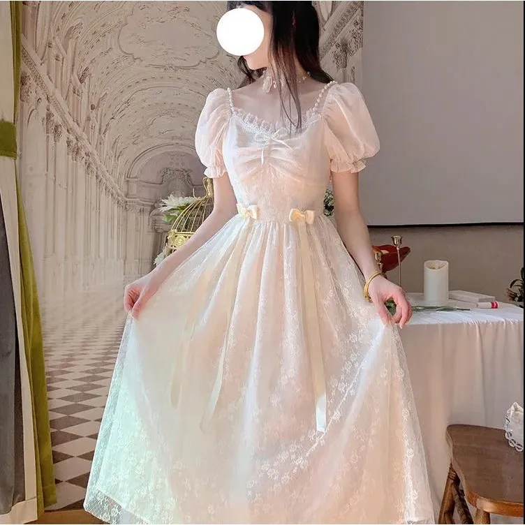 Summer wedding dress civil wedding dress elegant graduation white dress for  women casual plus size dress plain formal beige dress dresses for woman  maxi teens☺ COD