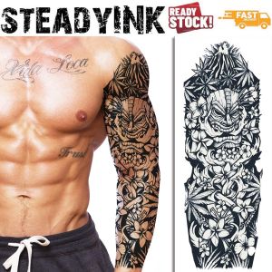 [𝚂𝚝𝚎𝚊𝚍𝚢𝙸𝙽𝙺] Temporary Tattoo Sticker Waterproof | Tiki Volcano Maori Polynesian Samoan Tribal | Make up Carnival Event Festival Party |