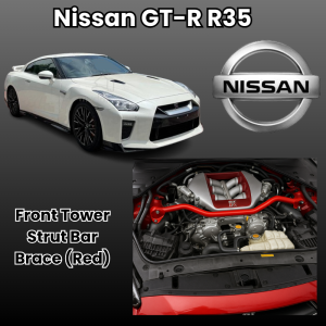 Front Tower Upper Strut Bar Stabiliser RaceBar Engine Bay Performance Brace Red Nissan GTR GT-R R35