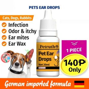 Pet Ear Drops For Eliminate Ear Mites Treating Ear Canal Odor Pus And Itching For Dogs & Cat